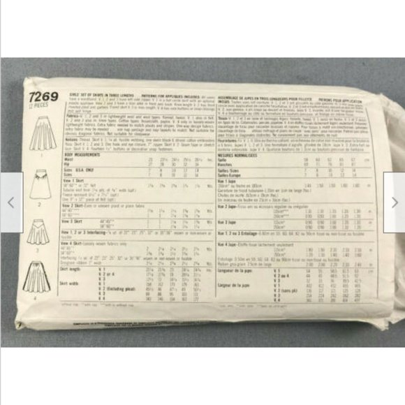 1991 Simplicity Sewing Pattern 7269 Poodle Circle Flared Yoke Mini Skirt Sz 7-10 - Picture 2 of 3